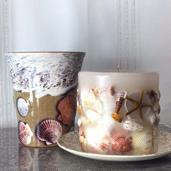 VTG ☕️ Coastal Beach Decor Coffee Mug and Handcrafted Seashell Candle - Picture 6 of 7